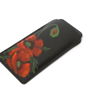 Husa de telefon din piele neagra pictata manual,Poppy Mood