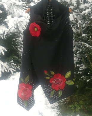 Cardigan, vesta cu flori impaslite
