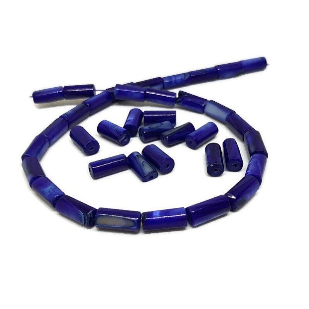 Sidef tuburi, albastru lapis 10x4,5mm   GSLAK 716