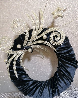 Coronita Craciun catifea neagra