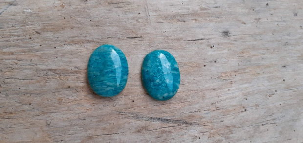 Cabochon amazonit rusesc, 25x18 mm (2 buc)