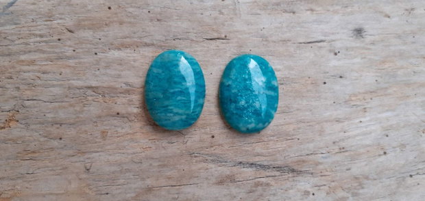 Cabochon amazonit rusesc, 25x18 mm (2 buc)