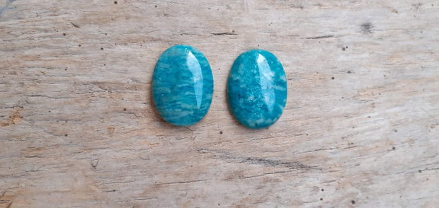 Cabochon amazonit rusesc, 25x18 mm (2 buc)