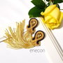 Cercei aurii cu franjuri , Cercei soutache, Cercei lungi, Cercei cristale