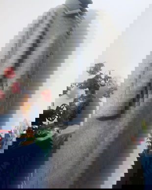 Palton stofa lana, gri culoare natur