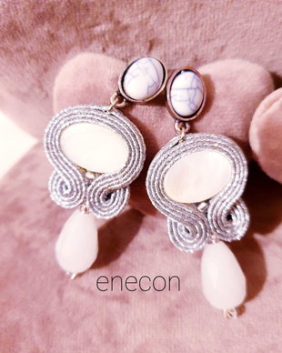 Cercei argintii cu sidef,  Cercei soutache