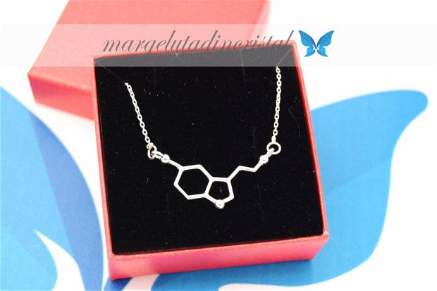 Lantisor / Colier / Argint 925/ Molecula Serotonina / Molecula fericirii