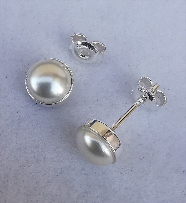 Cercei perle din Argint 925 si Swarovski Cabochon Pearls