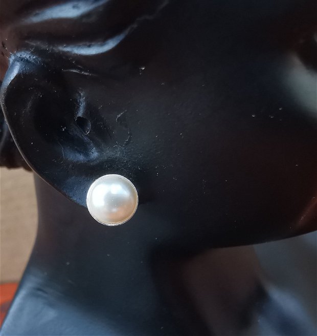 Cercei perle din Argint 925 si Swarovski Cabochon Pearls