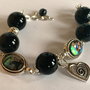 BRATARA ~PEACOCK HEART~onix,abalone,argint tibetan