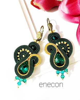 Cercei EMERALD-GOLD,  Cercei soutache