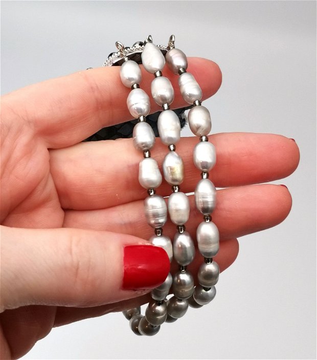 Bratara Argintie- perle de cultura