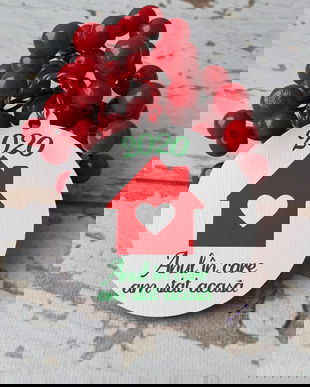 Glob 2020, ornament 2020, glob acasa, ornament personalizat, glob cu nume, ornament cu 2 fete, glob Anul in care am stat acasa