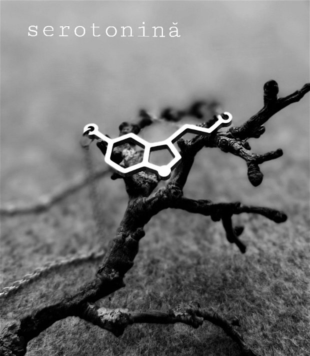 Colier oțel inoxidabil cu moleculă/formula serotonină