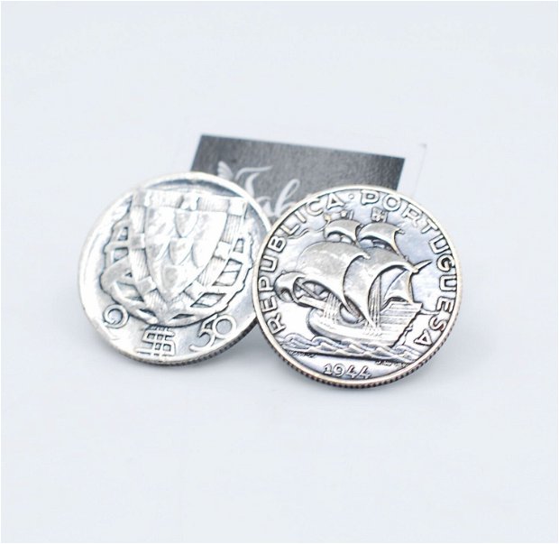 Cercei  din argint, din monede argint, din colectia Reversul monedei