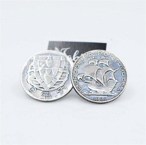Cercei  din argint, din monede argint, din colectia Reversul monedei