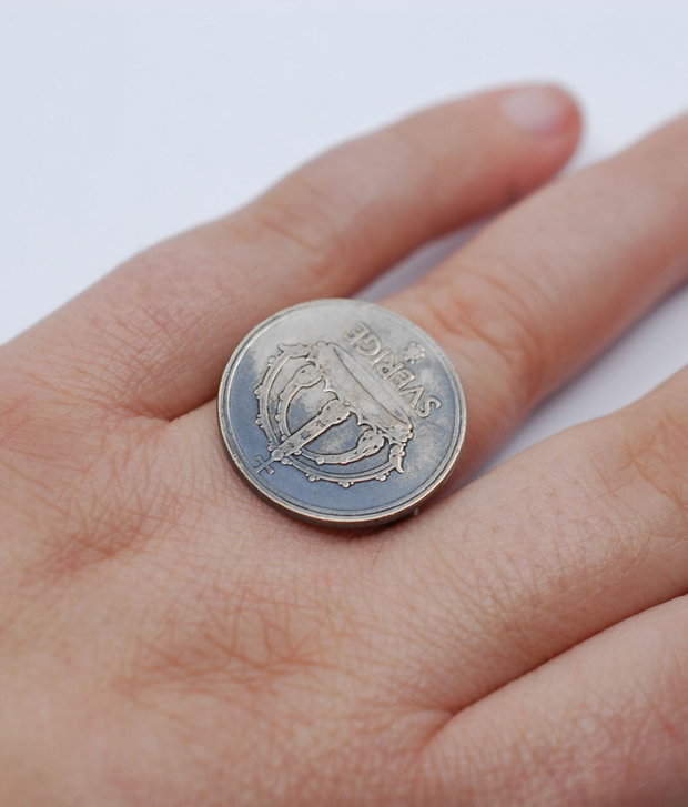 Inel din argint, din moneda SVERIGE 50 ORE, din colectia Reversul monedei