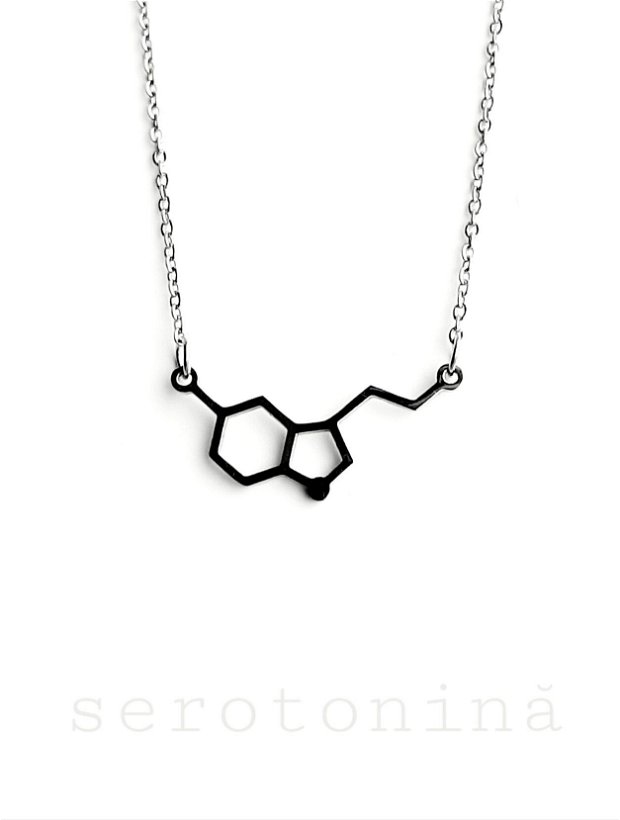 Colier oțel inoxidabil cu moleculă/formula serotonină