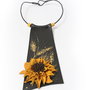 Colier din piele neagra cu floarea- soarelui, Harvest time..is anytime