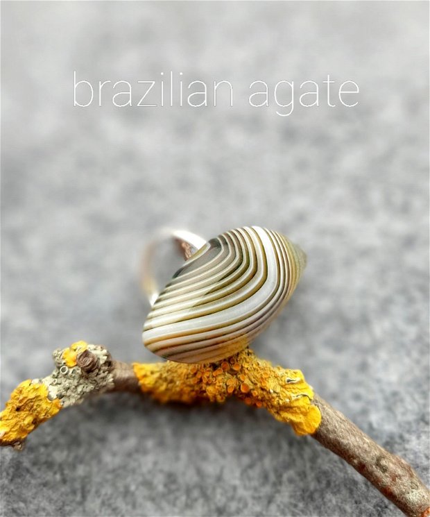 REZERVAT Inel statement argint 925 cu Agat Brazilian