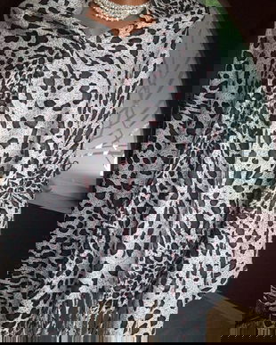 SAL SUPERB PRINT LEOPARD ,PASHMINA SI MATASE NATURALA 180/70 CM