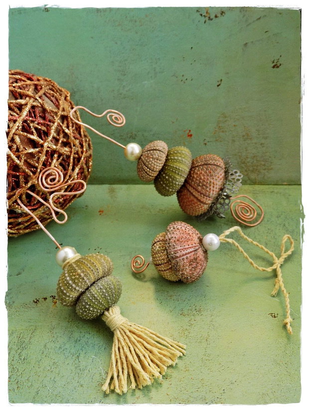Decoratiuni din arici de mare ~ Rustic Christmas