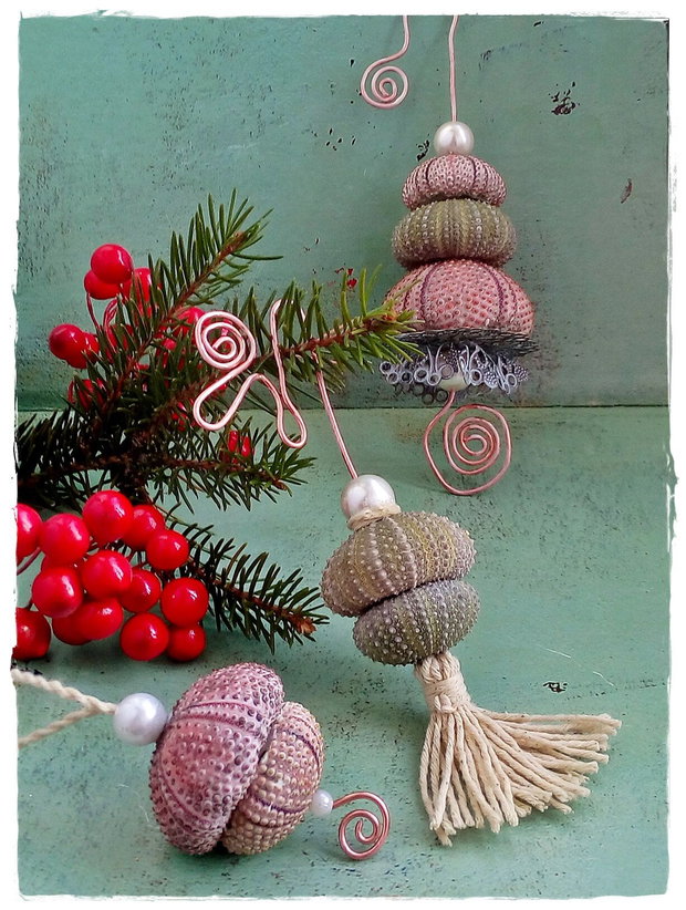 Decoratiuni din arici de mare ~ Rustic Christmas