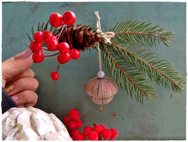 Decoratiuni din arici de mare ~ Rustic Christmas