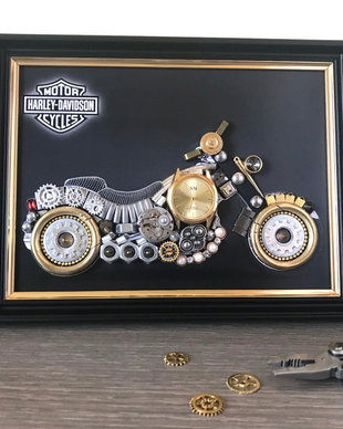 Motocicleta Harley Davidson Cod M 483, Cadouri zile de nastere, Mecanism de ceas vintage, Piese de ceas