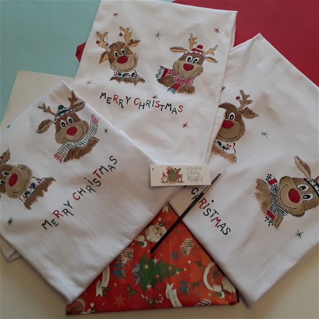 Set tricouri pictate cu reni pentru familie