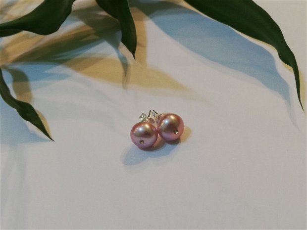 Cercei perle freshwater&rhinestone