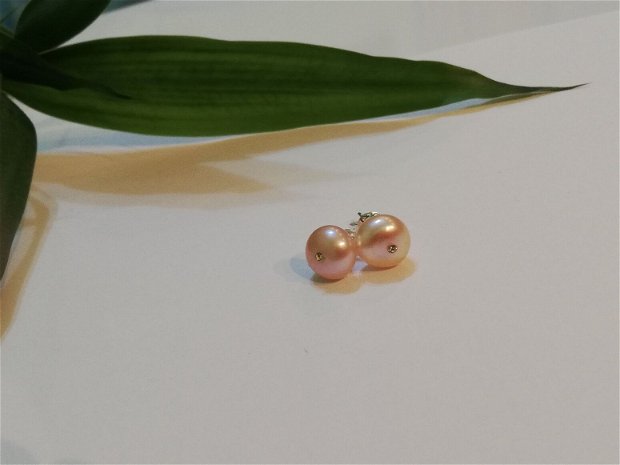 Cercei perle freshwater&rhinestone