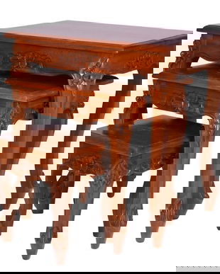 Set trei masute din lemn mahon