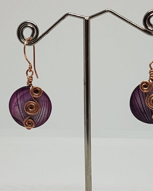 Cercei handmade,cercei cu sidef, cercei din cupru.