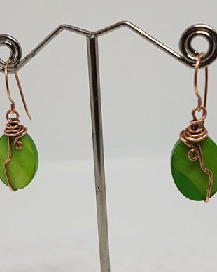 Cercei din cupru,cerceidin sidef,cercei handmade