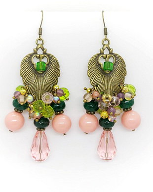Cercei perle swarovski ,jad si cristale
