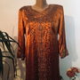 Rochie -kurta , saten cognac brodat cu paiete