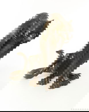 Pantera sezand- statueta din bronz masiv