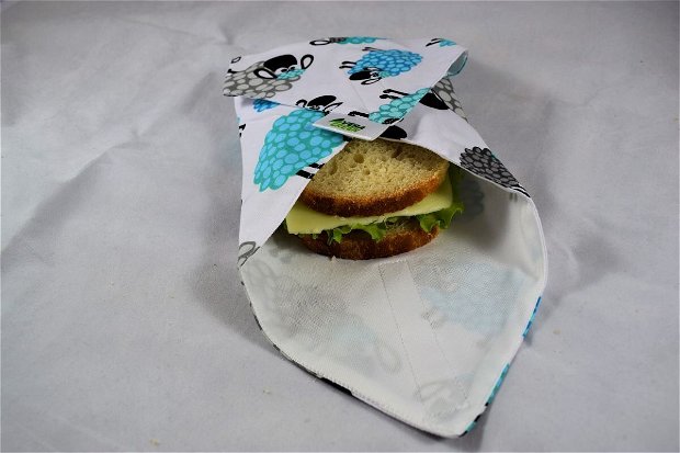 Snackbag pentru sandvișuri, snack, ecologic, no waste, marimea M, turma de oi