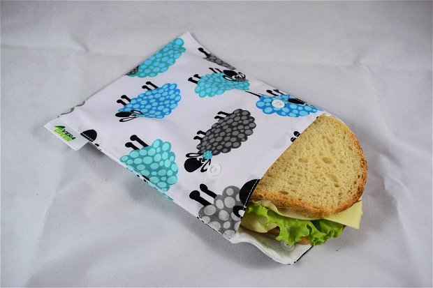 Snackbag pentru sandvișuri, snack, ecologic, no waste, marimea M, turma de oi