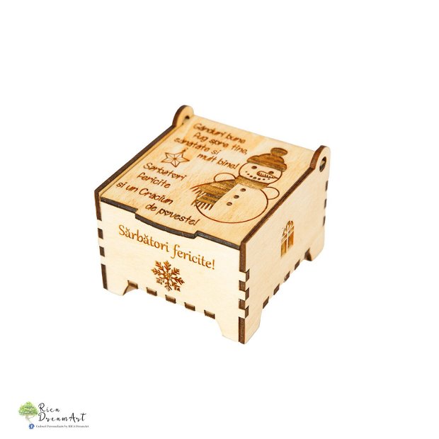 Cutie de lemn pentru bijuterii "Sarbatori fericite"