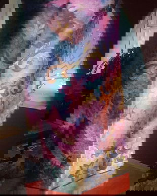 ESARFA SUPERBA VINTAGE SCENA GALANTA MATASE NATURALA BROCART MARGINI RULATE MANUAL