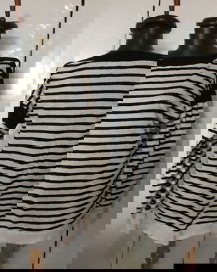 MASSIMO DUTTI PULOVER STRIPE ALB NEGRU