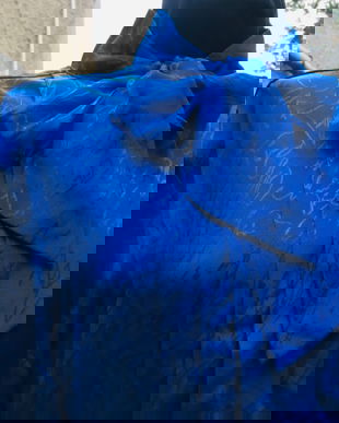 Bluza albastru electric cu funde