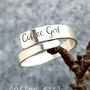 Inel reglabil din argint cu mesaj COFFEE GIRL