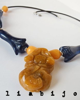 Colier agate, jad, pandantiv jad