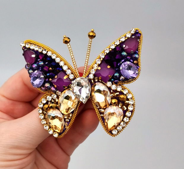 Brosa - Fluture Purple & Gold