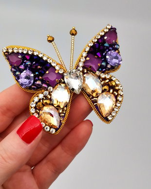 Brosa - Fluture Purple & Gold