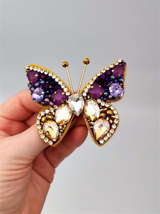 Brosa - Fluture Purple & Gold