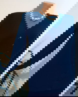 Cardigan bleumarin mătase naturala in amestec